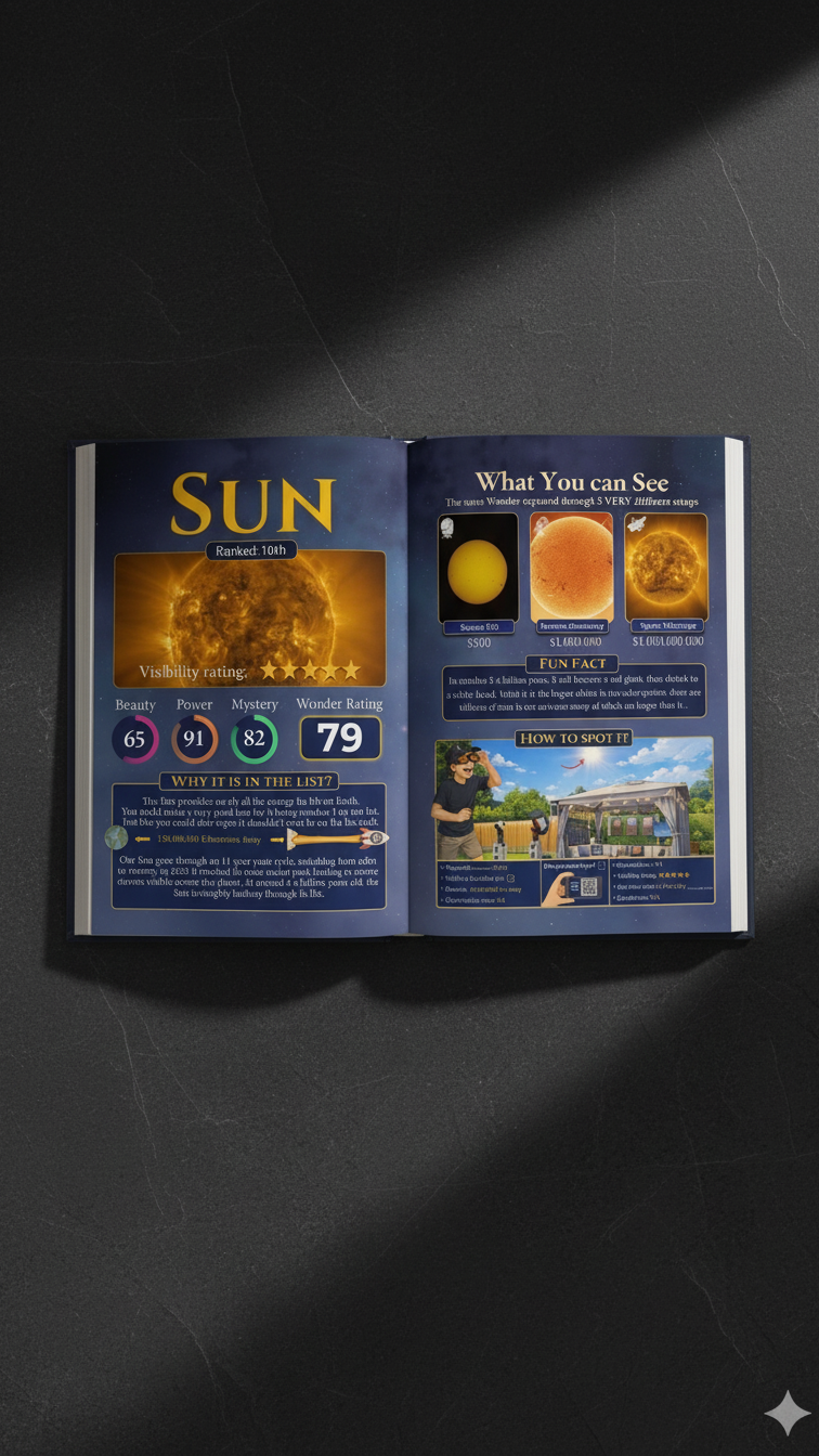 Book spread showing a wonder profile